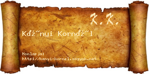 Kányi Kornél névjegykártya